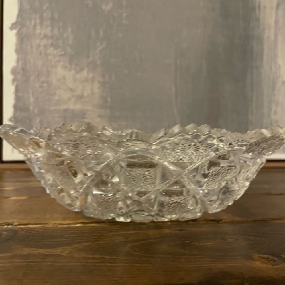 Silver Clear Vintage American glass Cut Crystal Bowl le smith‎